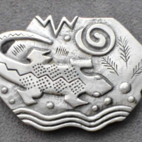 RARE JJ Lizard Brooch, Vintage Jonette Badge Pin - Picture 1 of 4